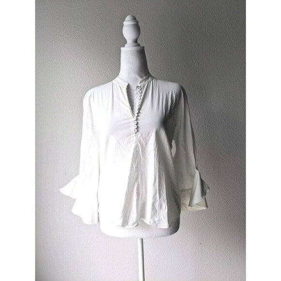 Emporio Armani White Blouse Bell Sleeves Size Medium - Picture 1 of 8